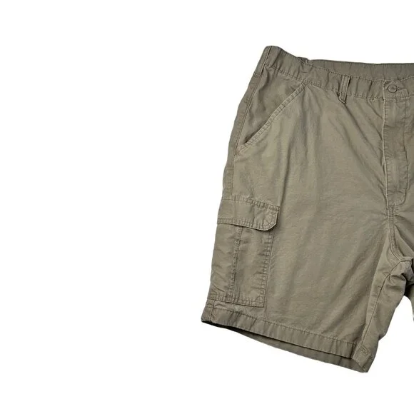 WRANGLER Shorts Men's Flat Front Slash Pocket 100% Cotton Cargos Brown 42rsr6 - Picture 4 of 14